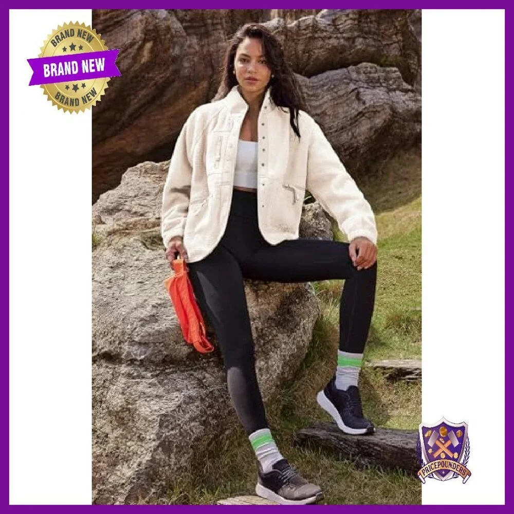 Women's Fuzzy Fleece Jacket Sherpa Button Down Winter Coat Warm - Picture 4 of 7